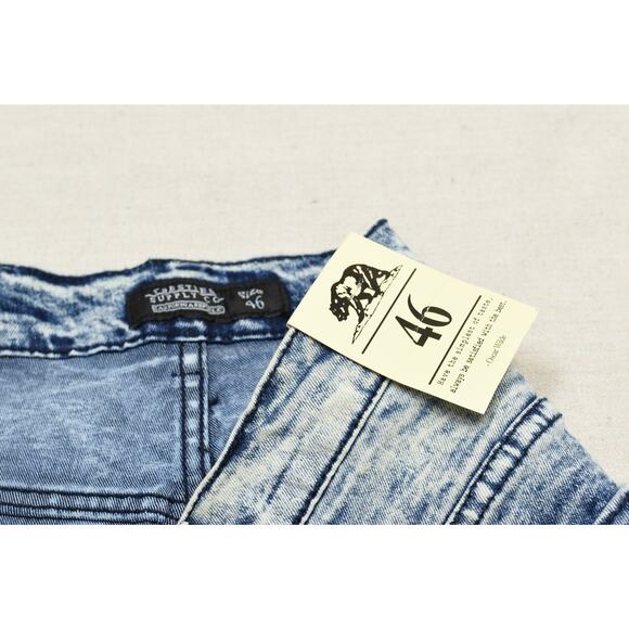 NEW Taser Supply Men Denim Shorts Size 46 Blue Acid Wash Distressed Stretc - Picture 6 of 9